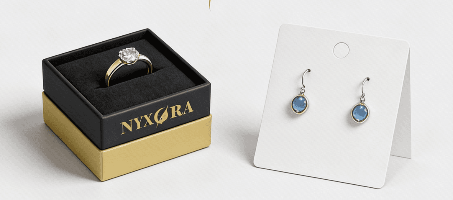 NYXORA brand mockup — wide-format application